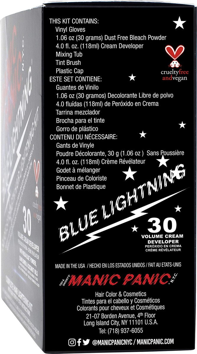MANIC PANIC Blue Lightning Hair Bleach Kit – 30 Volume Developer & Bleach Powder, Lifts Up to 5 Levels, Vegan & Cruelty Free - görsel 5