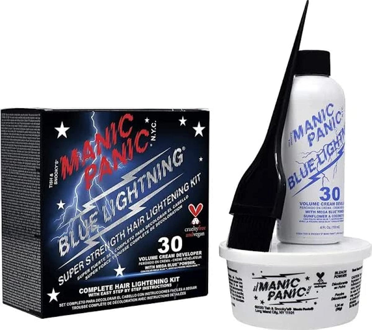 MANIC PANIC Blue Lightning Hair Bleach Kit – 30 Volume Developer & Bleach Powder, Lifts Up to 5 Levels, Vegan & Cruelty Free - görsel 1