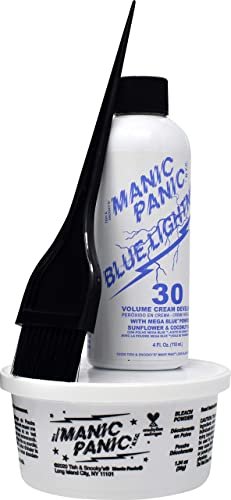 MANIC PANIC Blue Lightning Hair Bleach Kit – 30 Volume Developer & Bleach Powder, Lifts Up to 5 Levels, Vegan & Cruelty Free