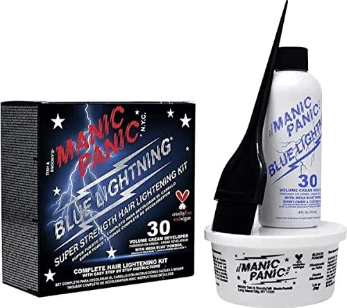 MANIC PANIC Blue Lightning Hair Bleach Kit – 30 Volume Developer & Bleach Powder, Lifts Up to 5 Levels, Vegan & Cruelty Free - görsel 2