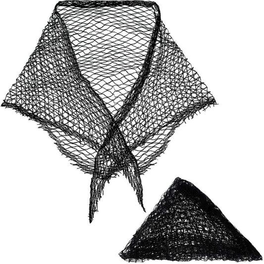 Chuangdi 2-Piece Cotton Triangle Hair Net for Rollers - Black, 35x35x57 Inches - Women's Mesh Net for Sleeping & Setting Avelisse