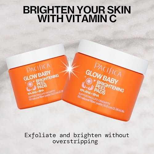 Pacifica Glow Baby Brightening Peel Pads 10% AHA + BHA Exfoliating Face Pads for Glowing Skin – Resurfacing Glycolic Acid & Salicylic Acid Pads to Smooth Texture & Minimize Pores – Fragrance Free, 60 Count - görsel 4