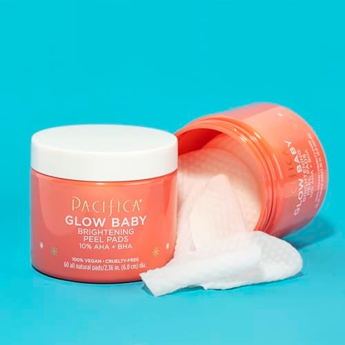 Pacifica Glow Baby Brightening Peel Pads 10% AHA + BHA Exfoliating Face Pads for Glowing Skin – Resurfacing Glycolic Acid & Salicylic Acid Pads to Smooth Texture & Minimize Pores – Fragrance Free, 60 Count - görsel 8