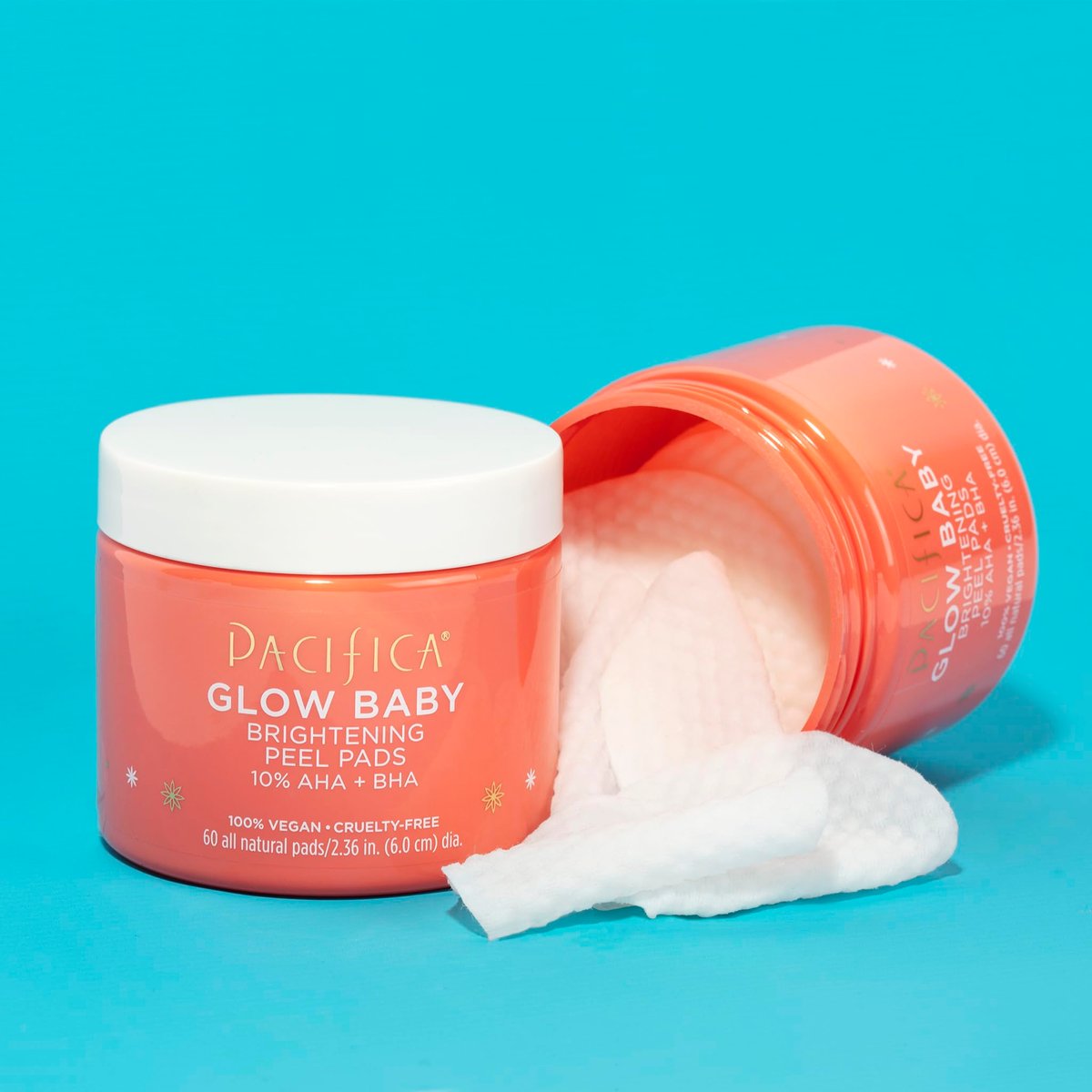 Pacifica Glow Baby Brightening Peel Pads 10% AHA + BHA Exfoliating Face Pads for Glowing Skin – Resurfacing Glycolic Acid & Salicylic Acid Pads to Smooth Texture & Minimize Pores – Fragrance Free, 60 Count - görsel 7