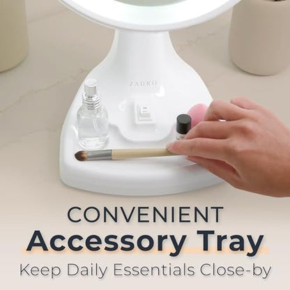 Zadro 11" Fluorescent Lighted Makeup Mirror with 10X/1X Magnification and Tray Avelisse