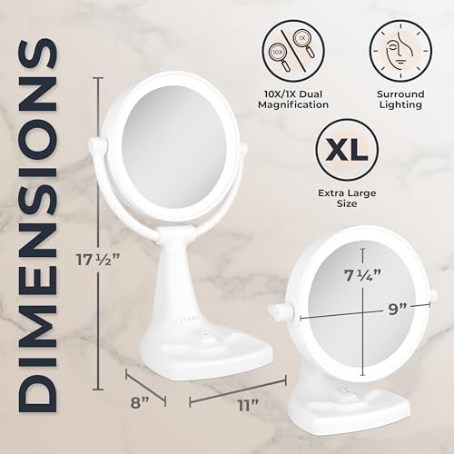 Zadro 11" Fluorescent Lighted Makeup Mirror with 10X/1X Magnification and Tray Avelisse