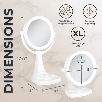 Zadro 11" Fluorescent Lighted Makeup Mirror with 10X/1X Magnification and Tray Avelisse