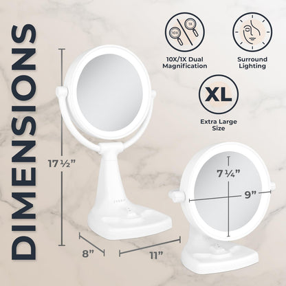 Zadro 11" Fluorescent Lighted Makeup Mirror with 10X/1X Magnification and Tray Avelisse