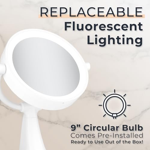 Zadro 11" Fluorescent Lighted Makeup Mirror with 10X/1X Magnification and Tray Avelisse