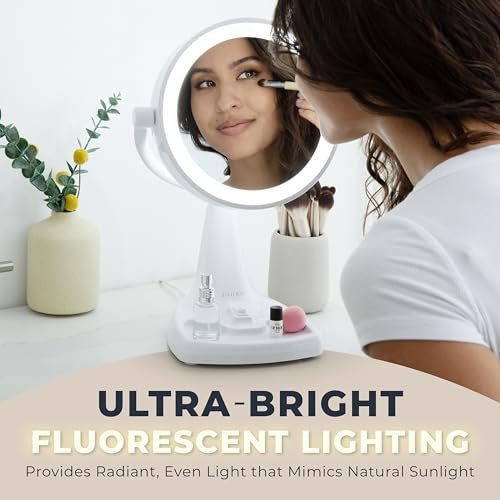 Zadro 11" Fluorescent Lighted Makeup Mirror with 10X/1X Magnification and Tray Avelisse