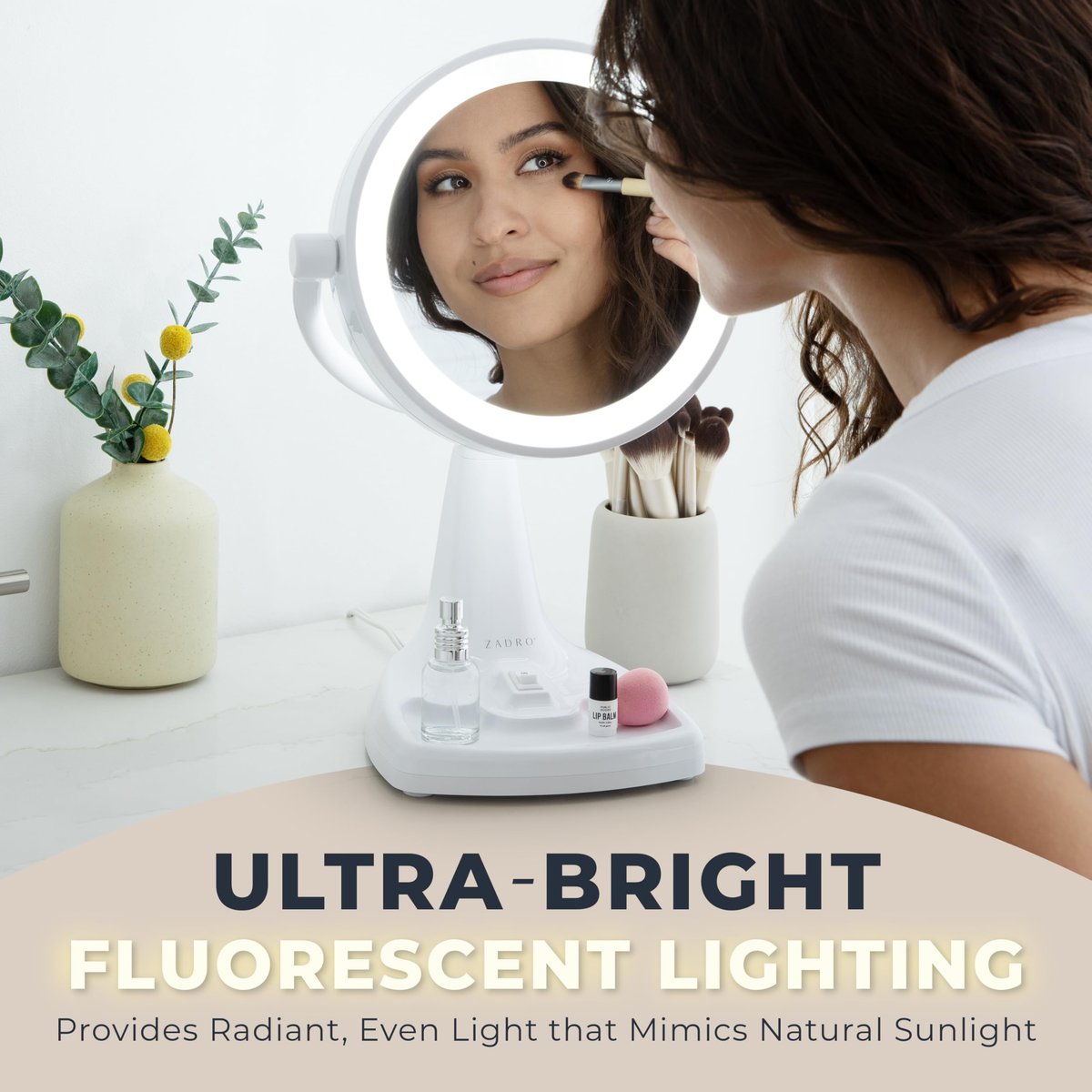 Zadro 11" Fluorescent Lighted Makeup Mirror with 10X/1X Magnification and Tray Avelisse