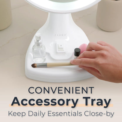 Zadro 11" Fluorescent Lighted Makeup Mirror with 10X/1X Magnification and Tray Avelisse