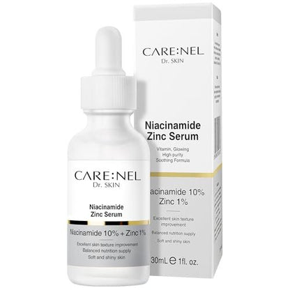 CARE:NEL Korean Vitamin B & C Serum with Niacinamide 10% + Zinc 1% – Hydrating Facial Serum for Glowing Skin, 1 fl oz (30 ml)