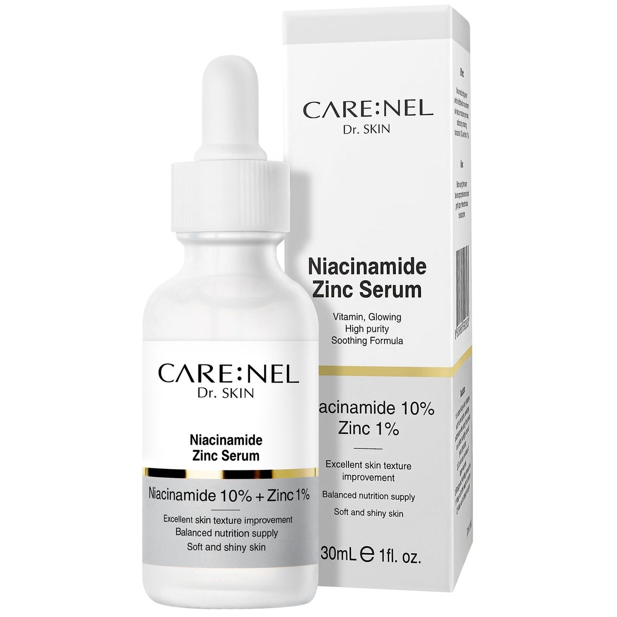 CARE:NEL Korean Vitamin B & C Serum with Niacinamide 10% + Zinc 1% – Hydrating Facial Serum for Glowing Skin, 1 fl oz (30 ml) - görsel 1