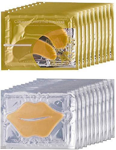 Theshiry Gold Collagen Crystal Eye Mask & Lip Mask Set - 10 Pairs Each - Anti-Aging Face Mask for Wrinkles, Hydration, and Firming - görsel 1
