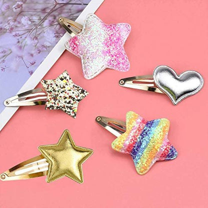 8 Pairs/16 Pack Butterfly Metal Snap Hair Clips for Girls - Cute Heart Shaped Barrettes by Gingbiss