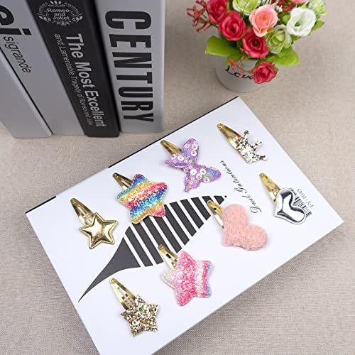 8 Pairs/16 Pack Butterfly Metal Snap Hair Clips for Girls - Cute Heart Shaped Barrettes by Gingbiss - görsel 8