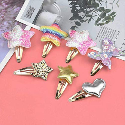 8 Pairs/16 Pack Butterfly Metal Snap Hair Clips for Girls - Cute Heart Shaped Barrettes by Gingbiss