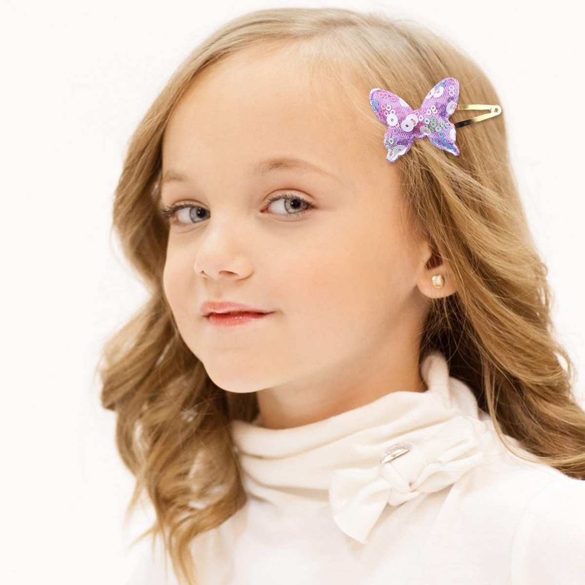 8 Pairs/16 Pack Butterfly Metal Snap Hair Clips for Girls - Cute Heart Shaped Barrettes by Gingbiss - görsel 13
