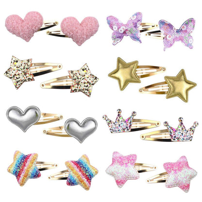 8 Pairs/16 Pack Butterfly Metal Snap Hair Clips for Girls - Cute Heart Shaped Barrettes by Gingbiss