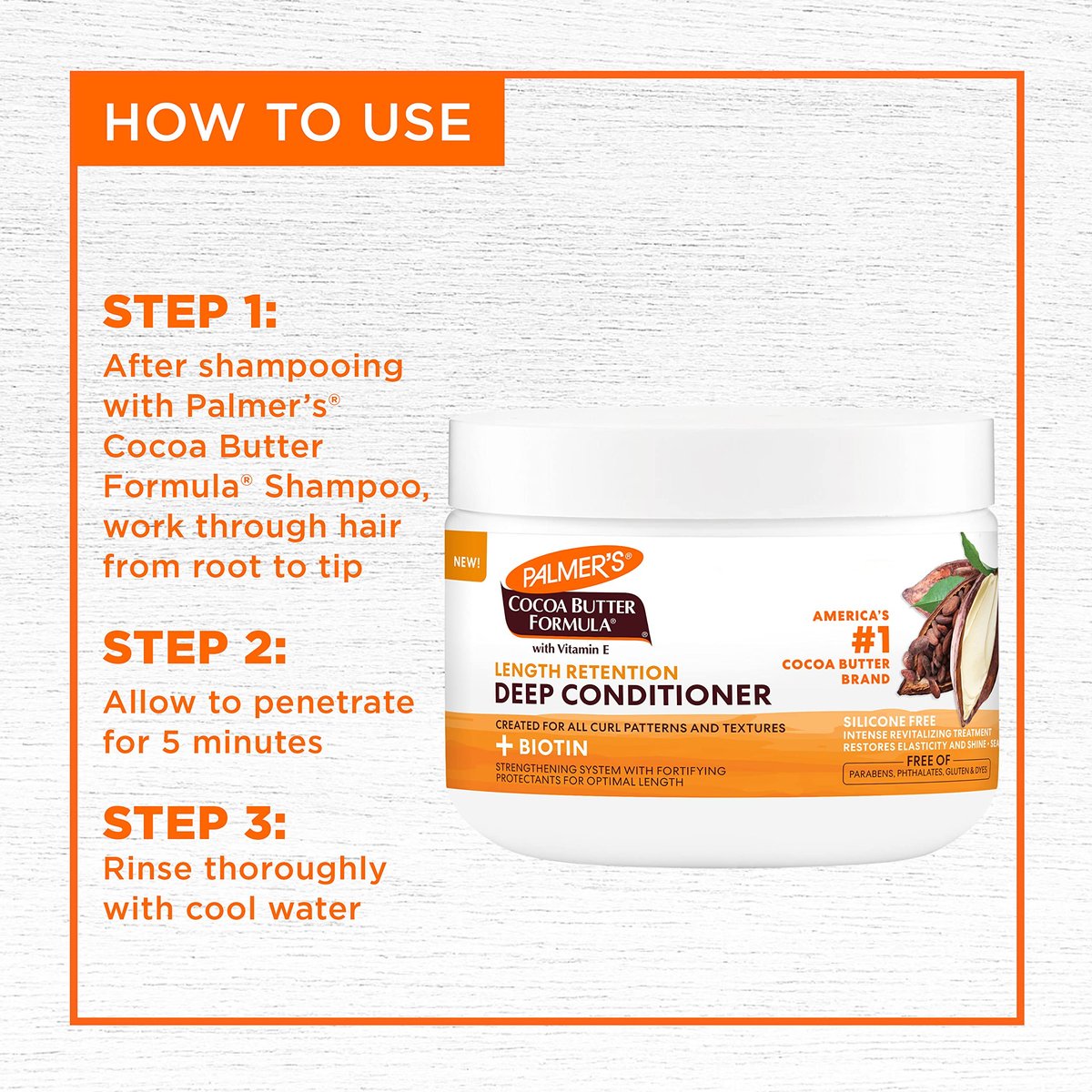 Palmer's Cocoa Butter & Biotin Length Retention Deep Conditioner - Strengthen, Nourish & Restore Elasticity and Shine for All Curly Hair Patterns, 8.5 oz - görsel 7
