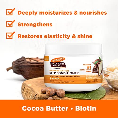 Palmer's Cocoa Butter & Biotin Length Retention Deep Conditioner - Strengthen, Nourish & Restore Elasticity and Shine for All Curly Hair Patterns, 8.5 oz - görsel 4