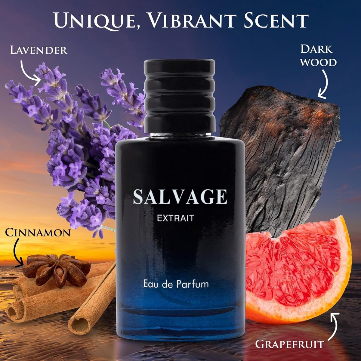 Salvage Extrait Eau De Parfum for Men - Grapefruit & Spices, Lavender & Wood, 100ml Avelisse