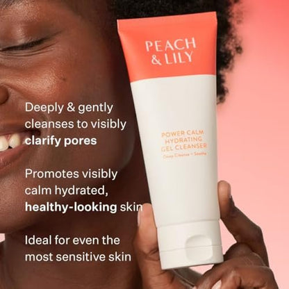 Peach & Lily Power Calm Hydrating Gel Cleanser – Gentle Face Wash with Chamomile, Cucumber & Cica, 3.38 oz Avelisse