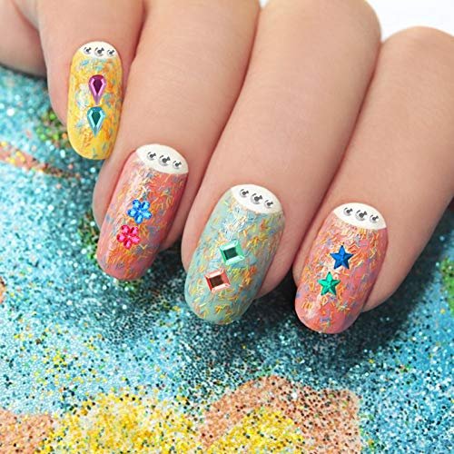 1200+ PCS Self Adhesive Gems Stickers - 14 Sheets Rhinestone Stickers for DIY Craft, 8 Shapes Sparkle Jewels for Nail Body Makeup Festival - görsel 10