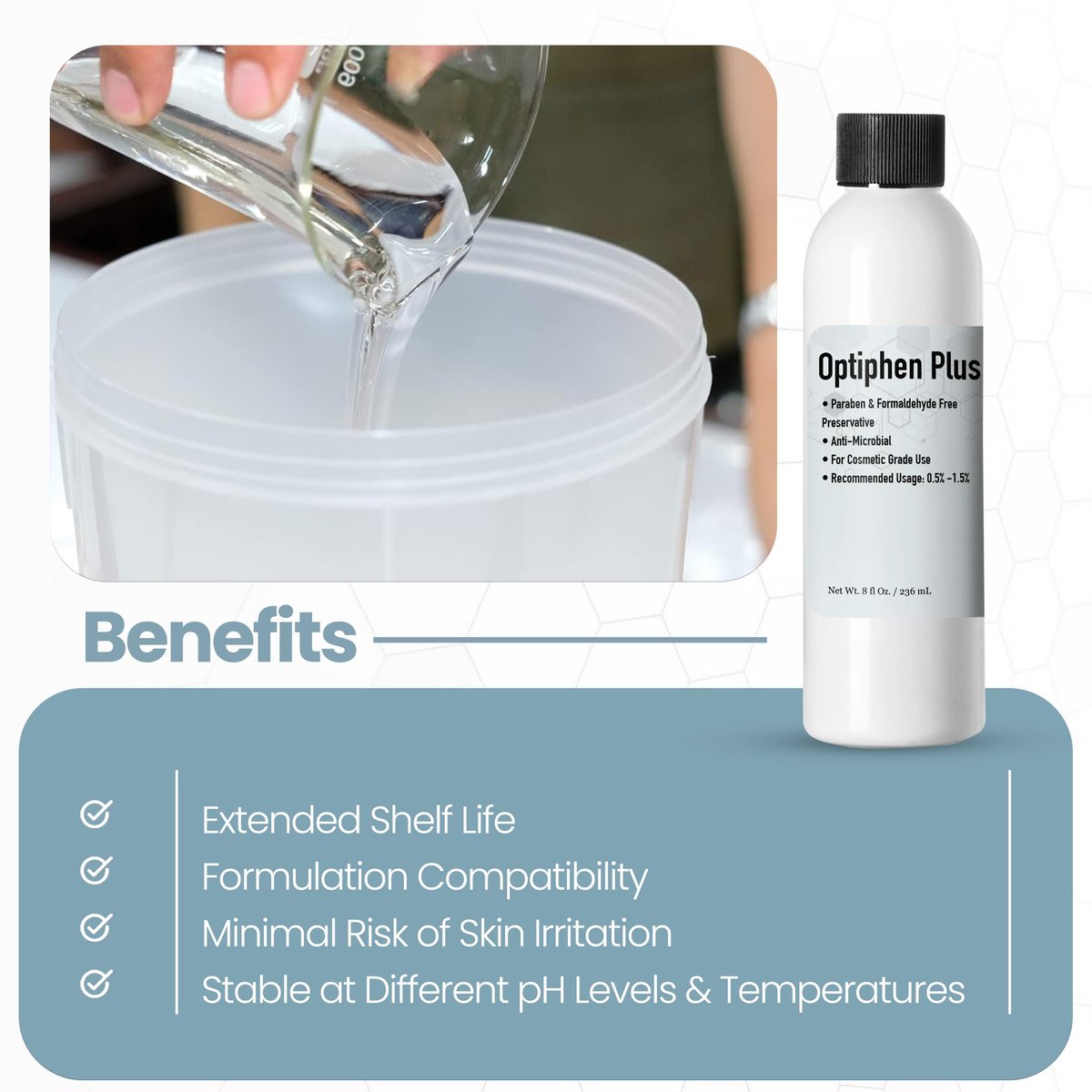 Talsen Chemicals Optiphen Plus Preservative for Cosmetics - Natural Preservative for Lotions, Serums & DIY Products (1 oz / 30 mL) - görsel 7