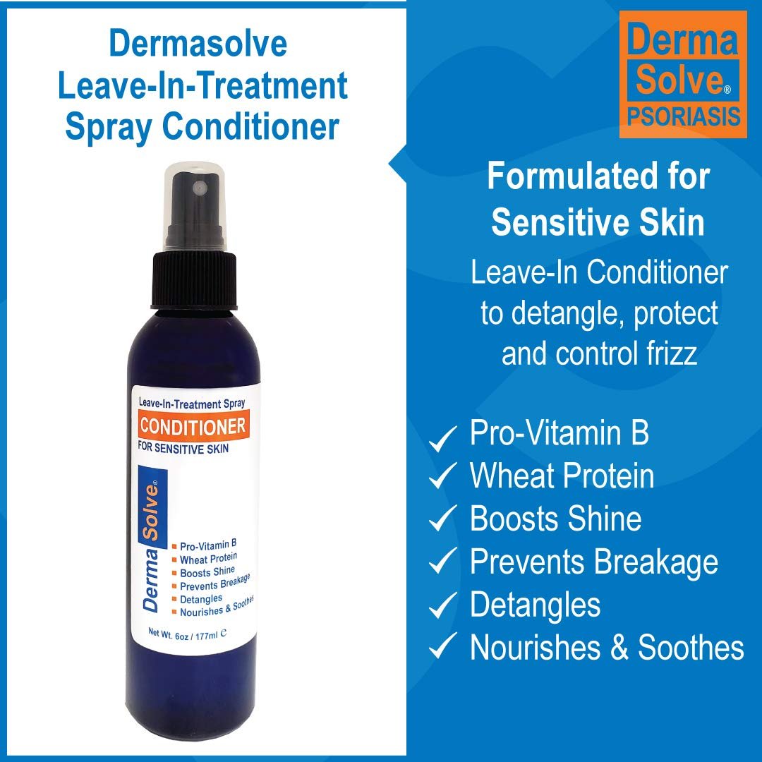 Dermasolve Psoriasis Leave-In Treatment & Styling Spray Conditioner – Soothing Anti-Dandruff, Dry Scalp Repair for Damaged Hair, 6 oz Avelisse