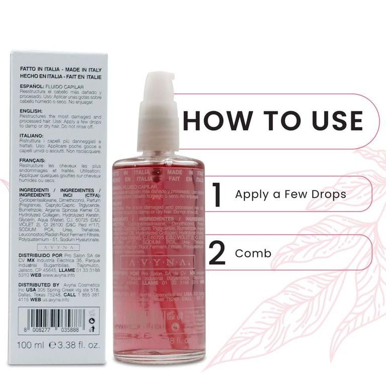 Avyna Hair Restructuring Liquid with Hyaluronic Acid - 3.38 oz Hair Treatment for Damaged & Weak Hair Avelisse