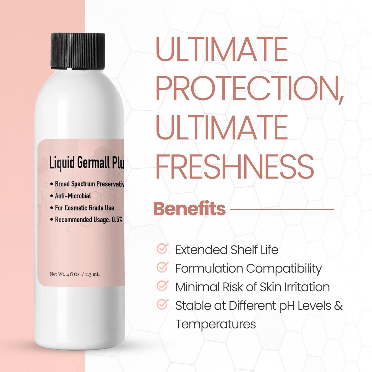 Talsen Chemicals Germall Plus Natural Preservative - Broad Spectrum for Water-Based Formulas, 4 fl oz (113 mL) Avelisse