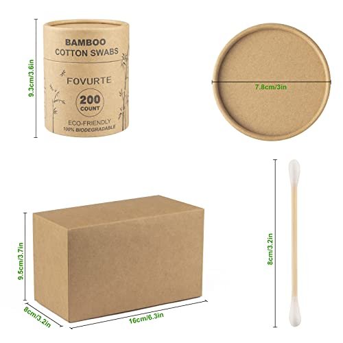FOVURTE Bamboo Cotton Swabs 400 Count, Organic Cotton Swab Round Tips, Natural Wooden Cotton Buds for Ears, Double Heads Ear Sticks Travel, Makeup Remover - görsel 10