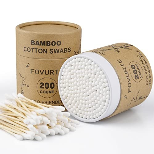 FOVURTE Bamboo Cotton Swabs 400 Count, Organic Cotton Swab Round Tips, Natural Wooden Cotton Buds for Ears, Double Heads Ear Sticks Travel, Makeup Remover - görsel 2