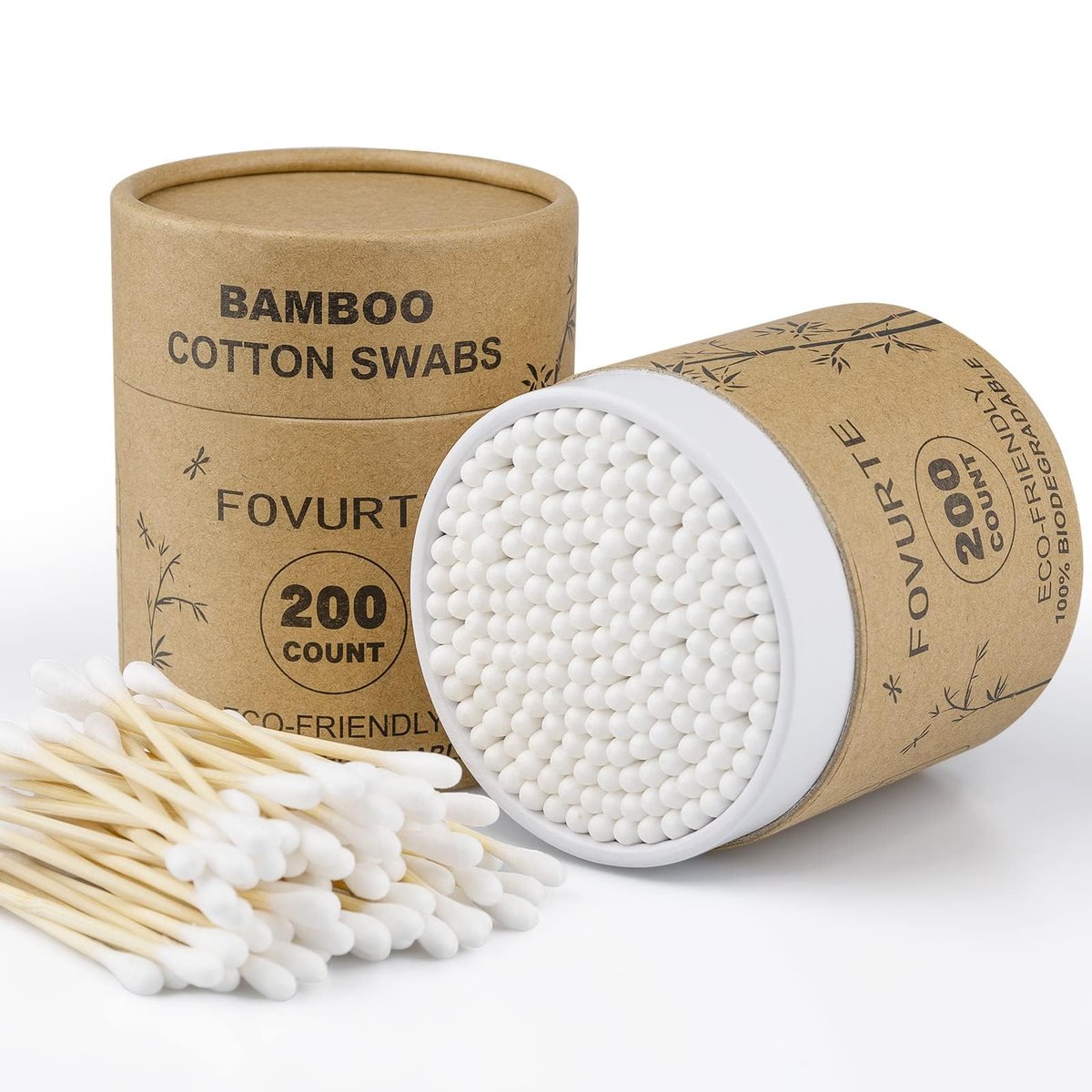 FOVURTE Bamboo Cotton Swabs 400 Count, Organic Cotton Swab Round Tips, Natural Wooden Cotton Buds for Ears, Double Heads Ear Sticks Travel, Makeup Remover - görsel 15