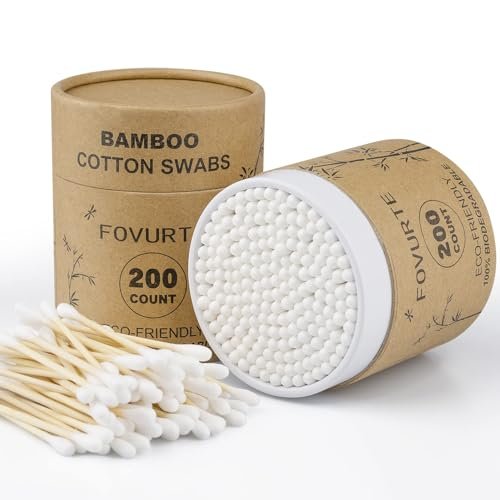 FOVURTE Bamboo Cotton Swabs 400 Count, Organic Cotton Swab Round Tips, Natural Wooden Cotton Buds for Ears, Double Heads Ear Sticks Travel, Makeup Remover - görsel 16