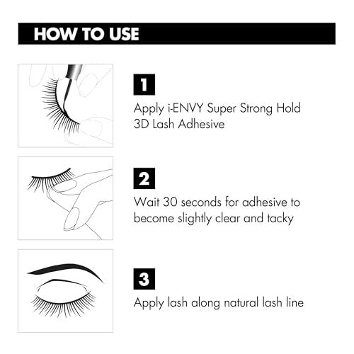 i-Envy Super Strong Hold 3D Strip Lash Glue Brush-On False Eyelash Adhesive, Waterproof, Hypoallergenic, Latex & Formaldehyde Free (Black) - görsel 7