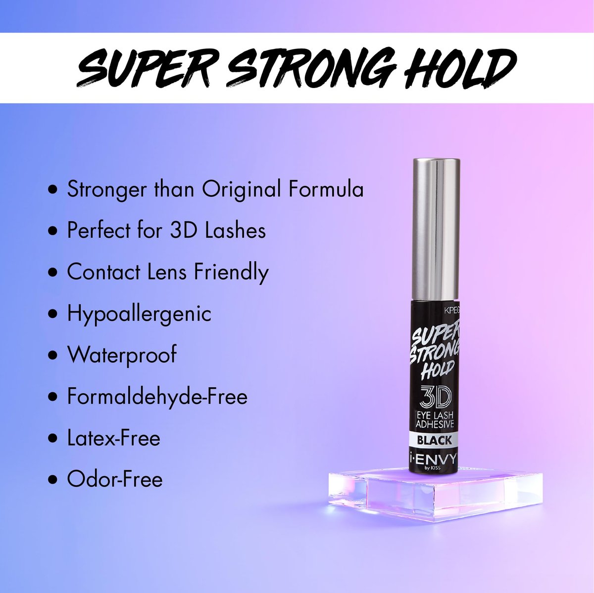 i-Envy Super Strong Hold 3D Strip Lash Glue Brush-On False Eyelash Adhesive, Waterproof, Hypoallergenic, Latex & Formaldehyde Free (Black) - görsel 4
