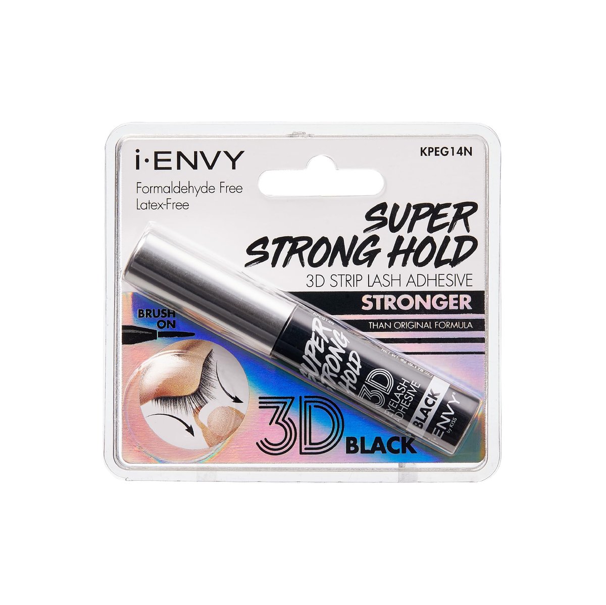 i-Envy Super Strong Hold 3D Strip Lash Glue Brush-On False Eyelash Adhesive, Waterproof, Hypoallergenic, Latex & Formaldehyde Free (Black) - görsel 2
