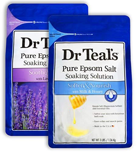 Dr. Teal's Epsom Salt Bath Variety Gift Set (2 Pack, 3lbs Each) – Soothe & Sleep with Lavender, Soften & Nourish with Milk & Honey – Essential Oils Moisturize Skin & Ease Aches & Pains - görsel 2