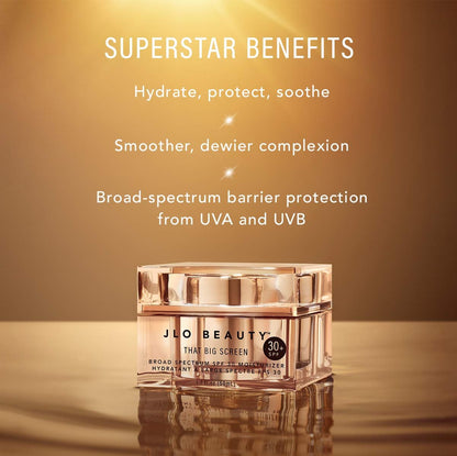 JLO BEAUTY That Big Screen Broad Spectrum SPF 30 Face Moisturizer, Lightweight Daily Hydrating Sunscreen with Hyaluronic Acid & Antioxidants, 1.7 FL Oz Avelisse