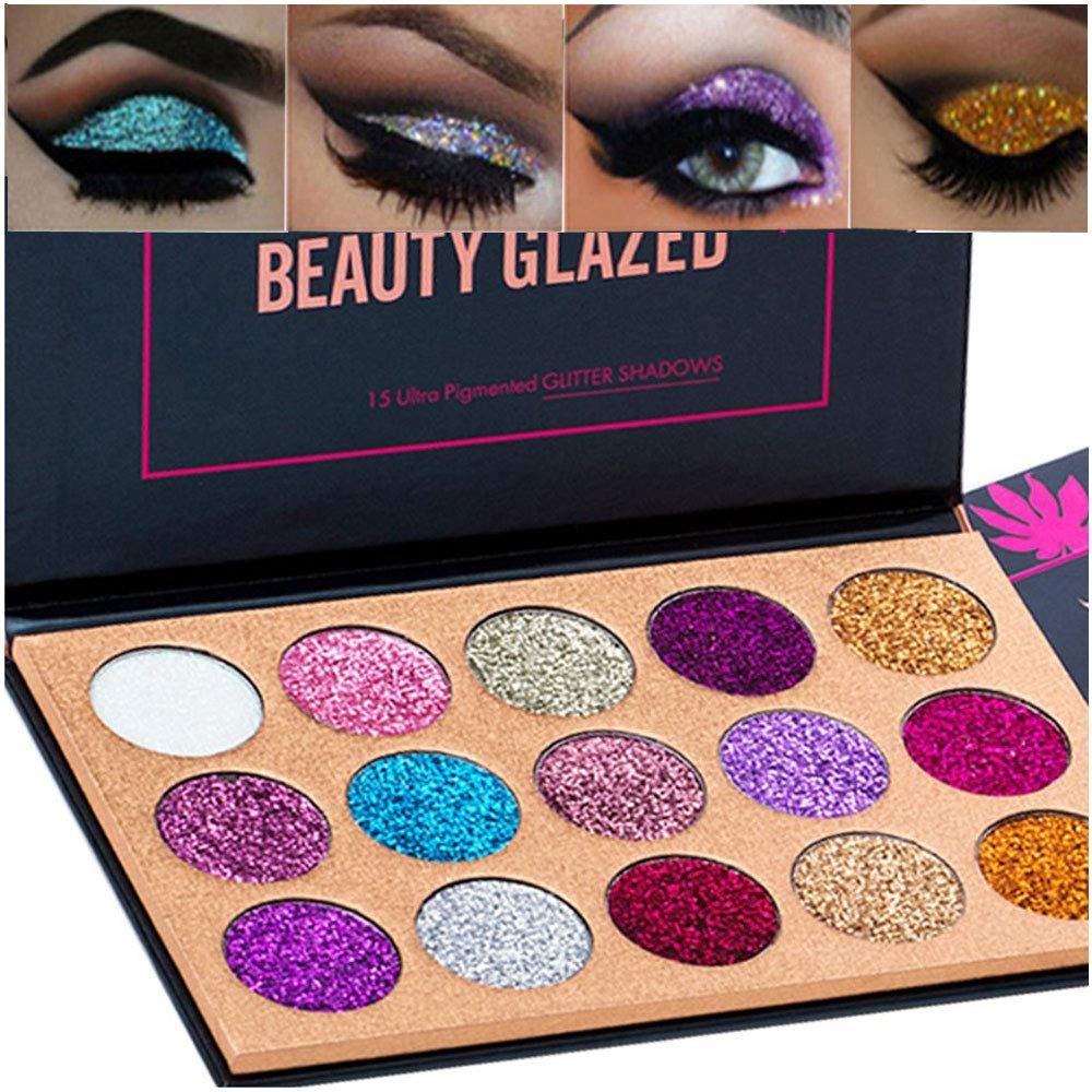 BestLand 15 Colors Glitter Eyeshadow Palette - Shimmer Ultra Pigmented Long Lasting Waterproof Makeup (Colors A) - görsel 1