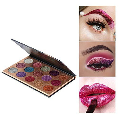 BestLand 15 Colors Glitter Eyeshadow Palette - Shimmer Ultra Pigmented Long Lasting Waterproof Makeup (Colors A)