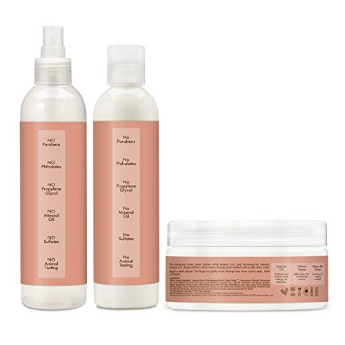 SheaMoisture Kids Extra Moisturizing Detangler, 2-In-1 Curl & Shine Coconut Hibiscus Shampoo & Conditioner, and Curling Butter Cream for Curly Hair (3 Count) Avelisse