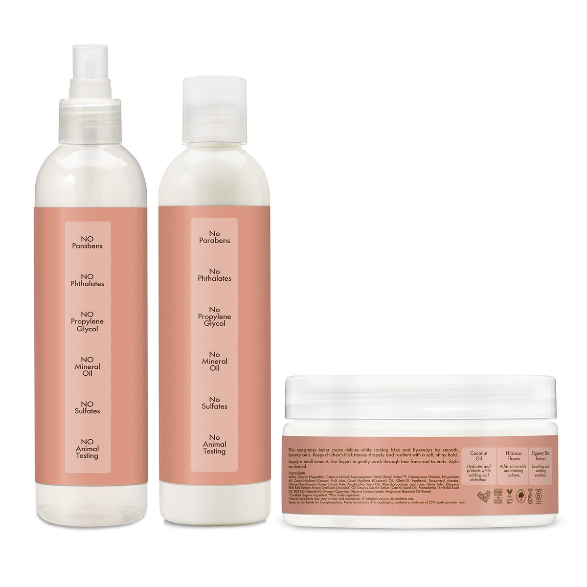 SheaMoisture Kids Extra Moisturizing Detangler, 2-In-1 Curl & Shine Coconut Hibiscus Shampoo & Conditioner, and Curling Butter Cream for Curly Hair (3 Count) Avelisse