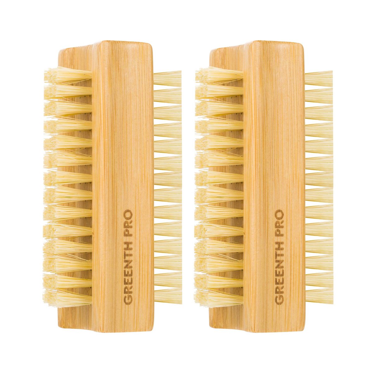 GREENTH PRO Bamboo Nail Brush – 2-Pack Two-Sided Firm Natural Wooden Sisal Scrub Brush for Toes and Nails - görsel 1
