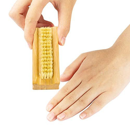 GREENTH PRO Bamboo Nail Brush – 2-Pack Two-Sided Firm Natural Wooden Sisal Scrub Brush for Toes and Nails