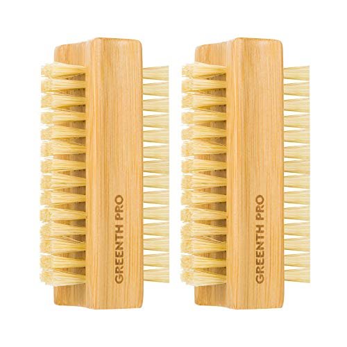 GREENTH PRO Bamboo Nail Brush – 2-Pack Two-Sided Firm Natural Wooden Sisal Scrub Brush for Toes and Nails - görsel 2