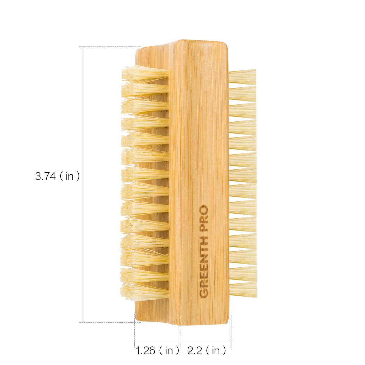 GREENTH PRO Bamboo Nail Brush – 2-Pack Two-Sided Firm Natural Wooden Sisal Scrub Brush for Toes and Nails - görsel 3